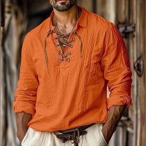 OUKU NWT Linen& Cotton Blend Men’s Top Size Large Men's Shirt Linen Shirt Viking